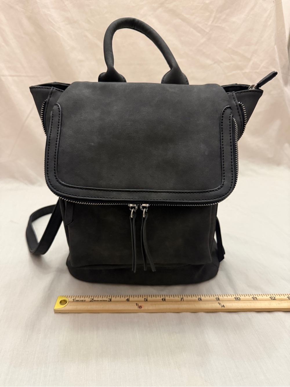 Universal Thread Black Compact Leather-Look Backpack